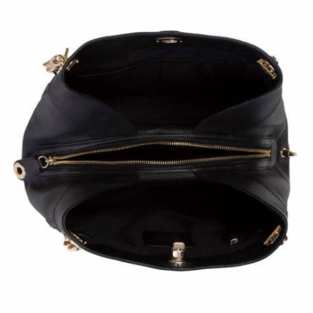 Coach Shoulder Bag Edie Turnlock Chain BLK Leather - Picture 8 of 8